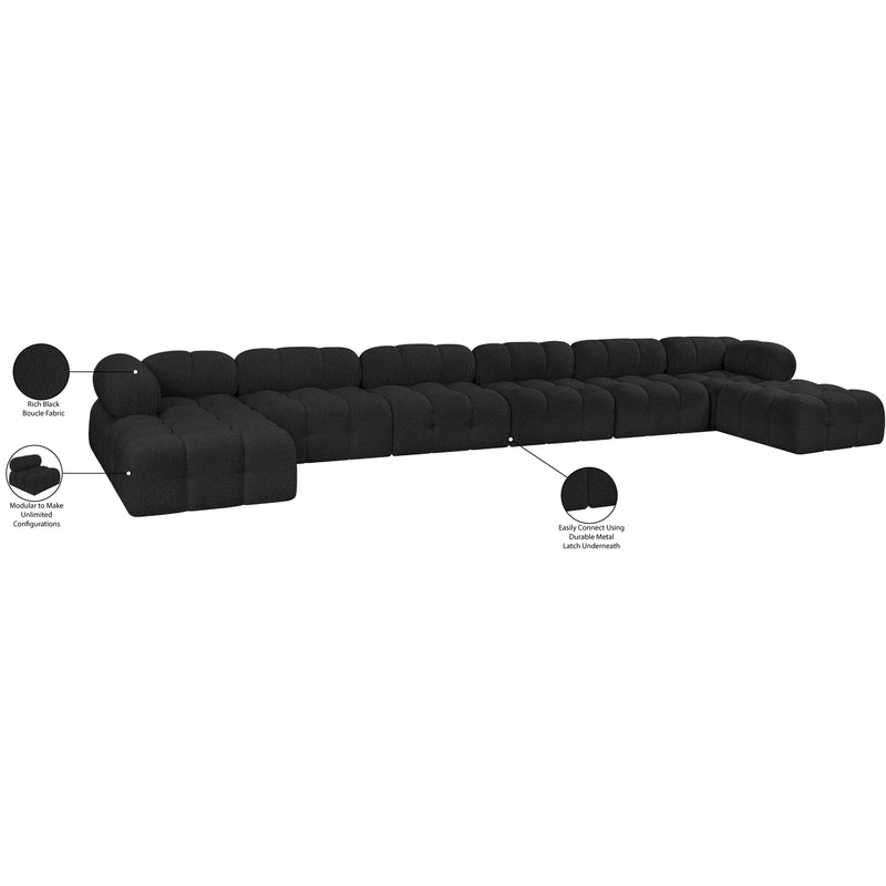 Meridian Ames Black Boucle Fabric Modular Sectional IMAGE 13