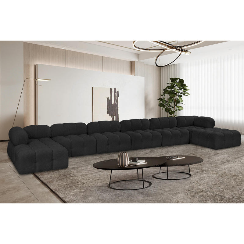 Meridian Ames Black Boucle Fabric Modular Sectional IMAGE 2