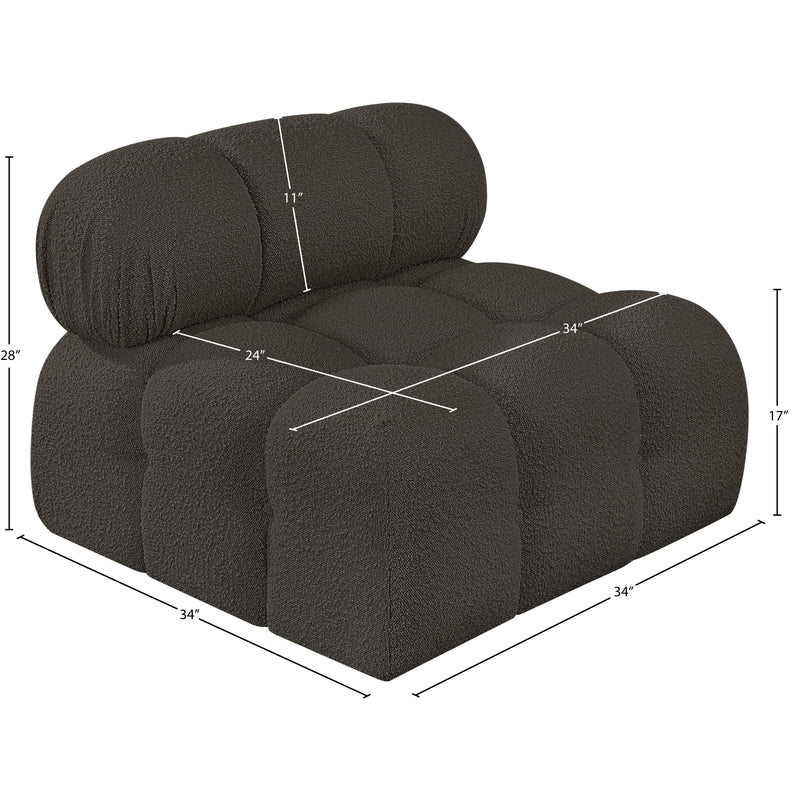 Meridian Ames Brown Boucle Fabric Armless IMAGE 11