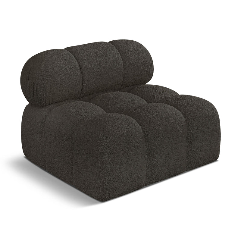 Meridian Ames Brown Boucle Fabric Armless IMAGE 1