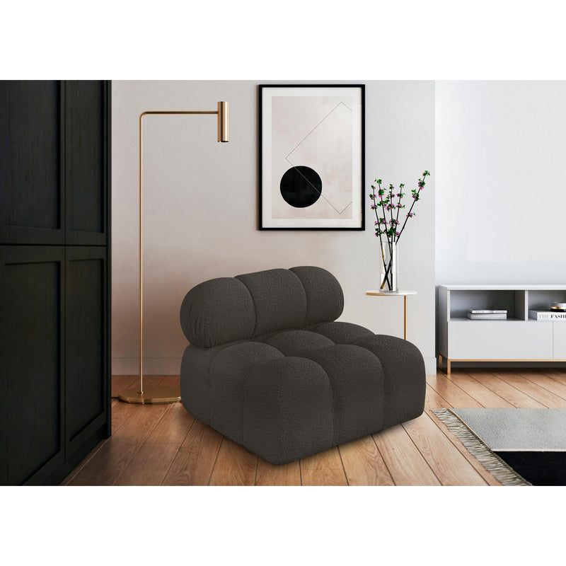 Meridian Ames Brown Boucle Fabric Armless IMAGE 2
