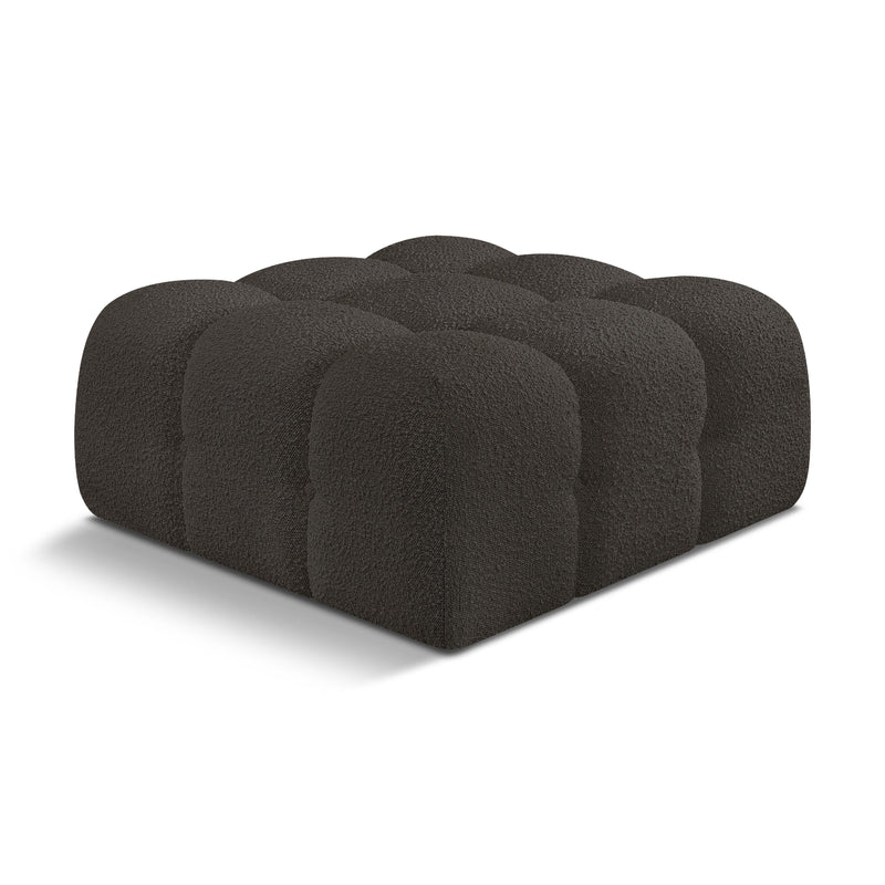 Meridian Ames Brown Boucle Fabric Ottoman IMAGE 1