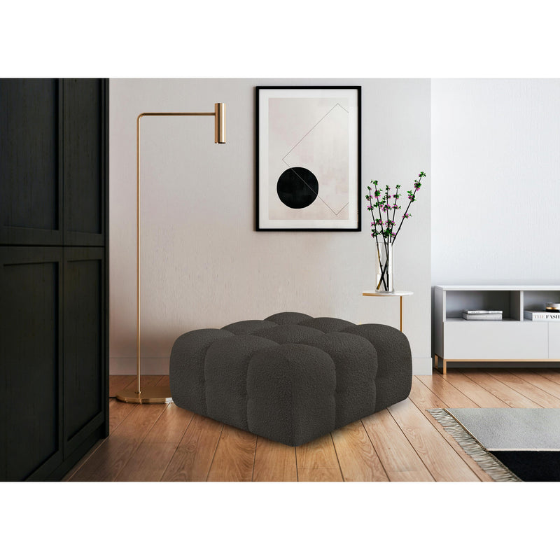 Meridian Ames Brown Boucle Fabric Ottoman IMAGE 2