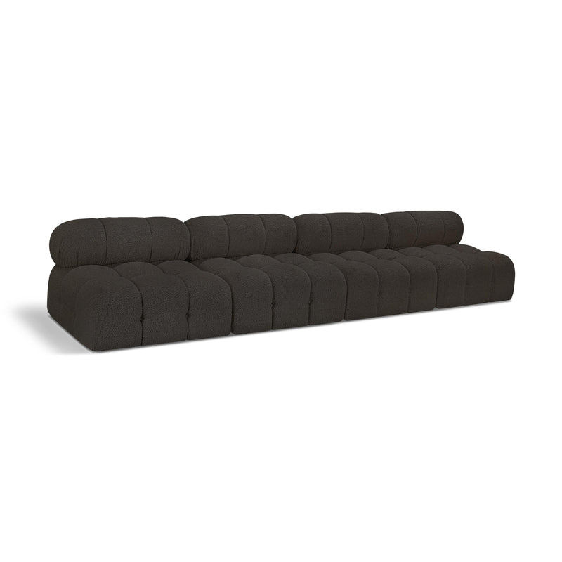 Meridian Ames Brown Boucle Fabric Modular Sofa IMAGE 1