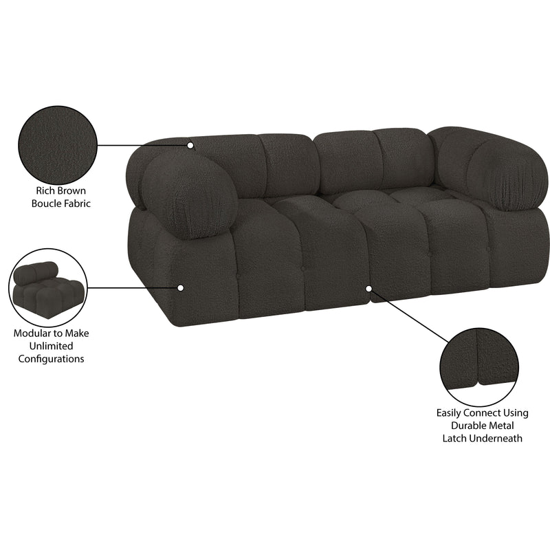 Meridian Ames Brown Boucle Fabric Modular Sofa IMAGE 11