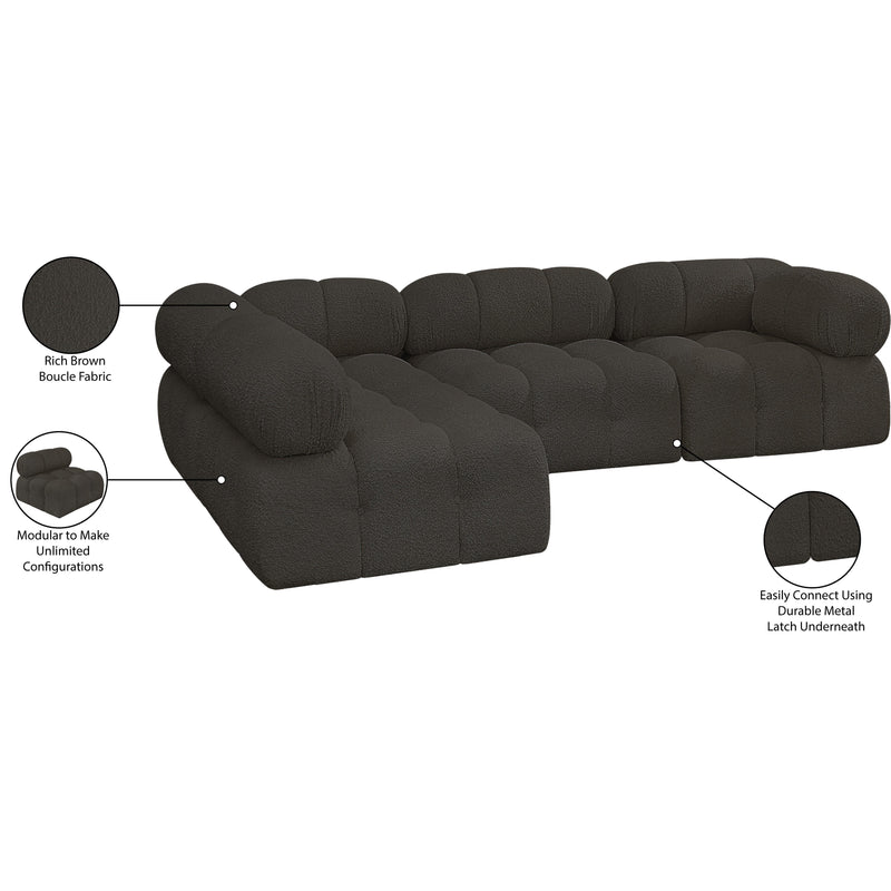 Meridian Ames Brown Boucle Fabric Modular Sectional IMAGE 15