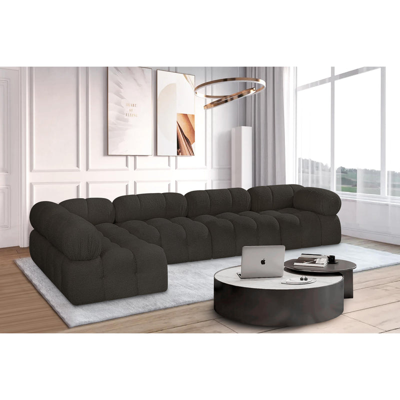 Meridian Ames Brown Boucle Fabric Modular Sectional IMAGE 2