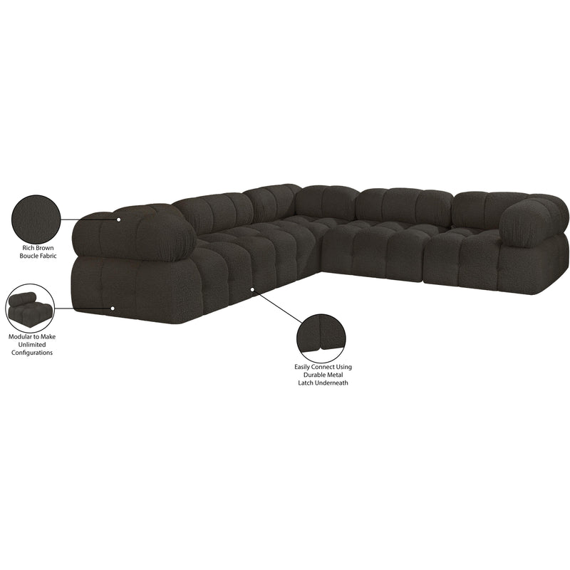 Meridian Ames Brown Boucle Fabric Modular Sectional IMAGE 16