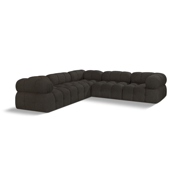 Meridian Ames Brown Boucle Fabric Modular Sectional IMAGE 1
