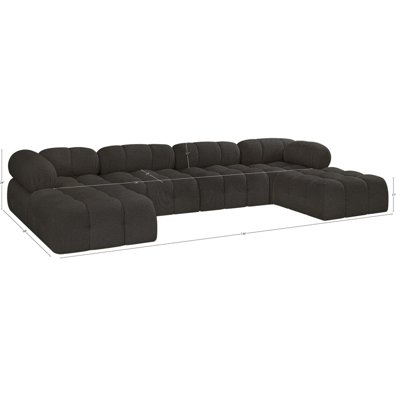Meridian Ames Brown Boucle Fabric Modular Sectional IMAGE 15
