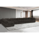 Meridian Ames Brown Boucle Fabric Modular Sectional IMAGE 2