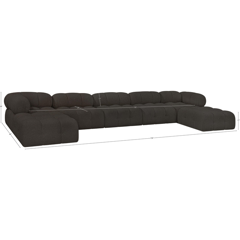 Meridian Ames Brown Boucle Fabric Modular Sectional IMAGE 12
