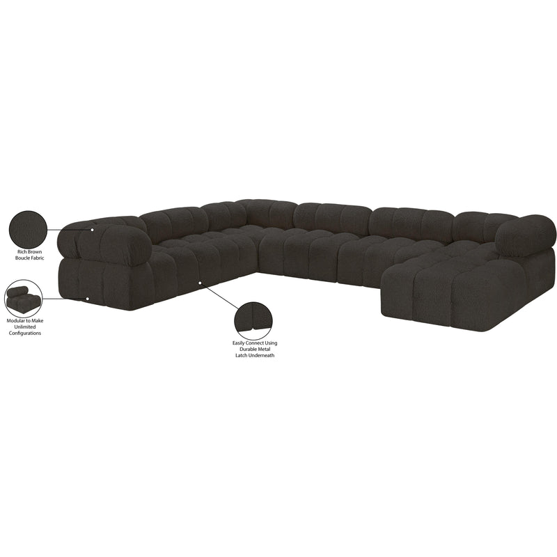 Meridian Ames Brown Boucle Fabric Modular Sectional IMAGE 18