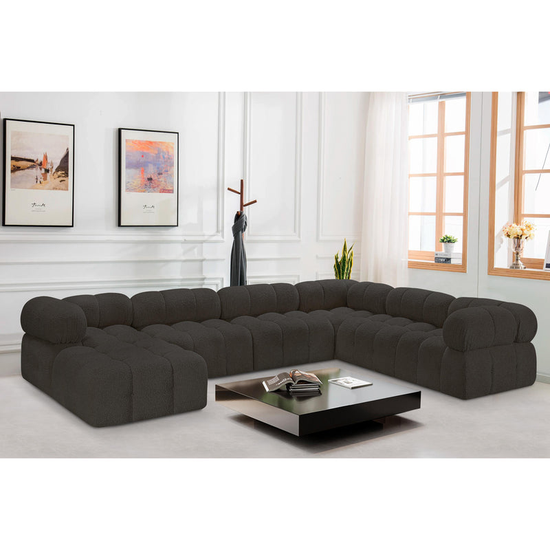 Meridian Ames Brown Boucle Fabric Modular Sectional IMAGE 2