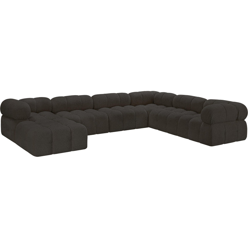 Meridian Ames Brown Boucle Fabric Modular Sectional IMAGE 3