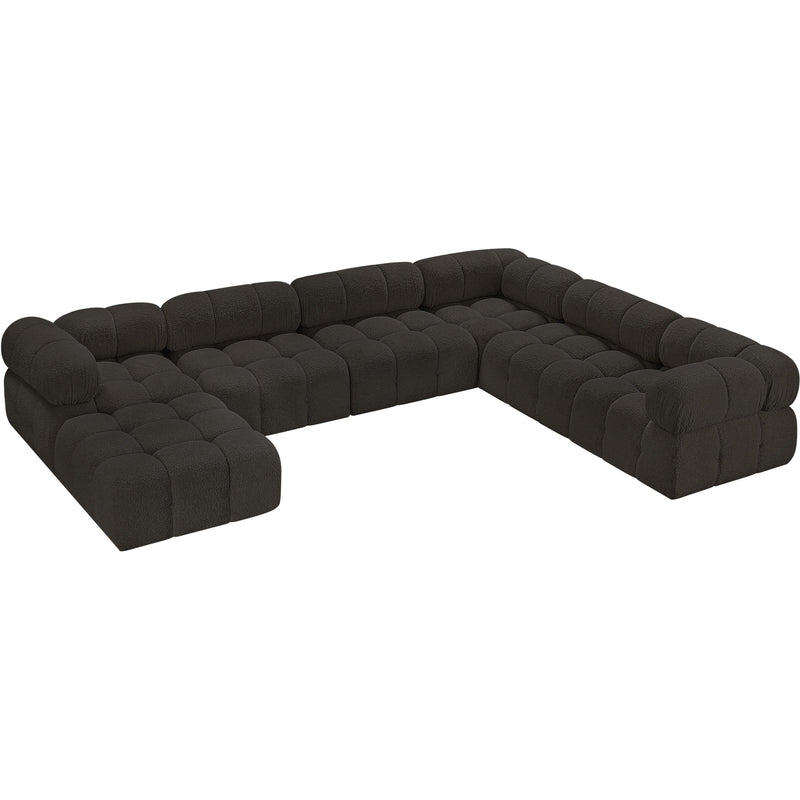Meridian Ames Brown Boucle Fabric Modular Sectional IMAGE 4