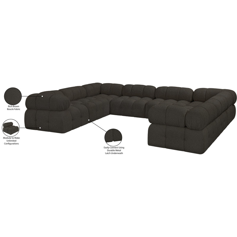 Meridian Ames Brown Boucle Fabric Modular Sectional IMAGE 17