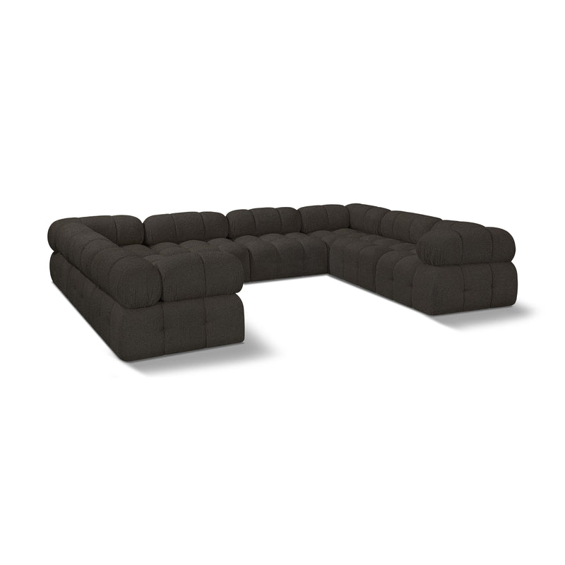 Meridian Ames Brown Boucle Fabric Modular Sectional IMAGE 1