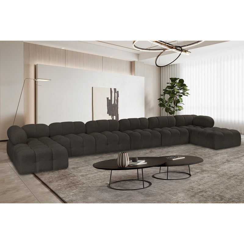 Meridian Ames Brown Boucle Fabric Modular Sectional IMAGE 2