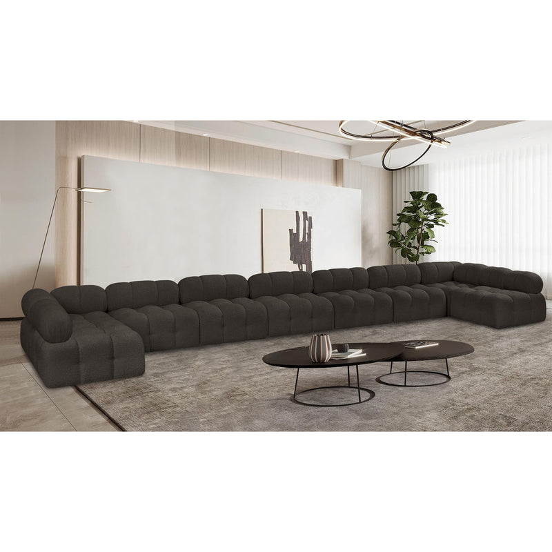Meridian Ames Brown Boucle Fabric Modular Sectional IMAGE 2