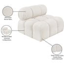 Meridian Ames Cream Boucle Fabric Armless IMAGE 12