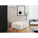 Meridian Ames Cream Boucle Fabric Ottoman IMAGE 2