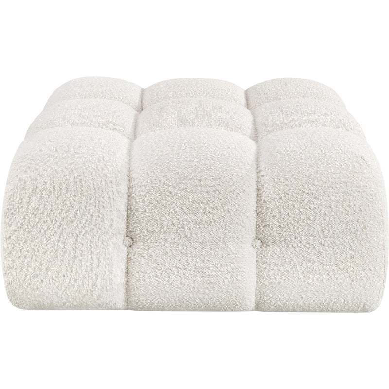 Meridian Ames Cream Boucle Fabric Ottoman IMAGE 3