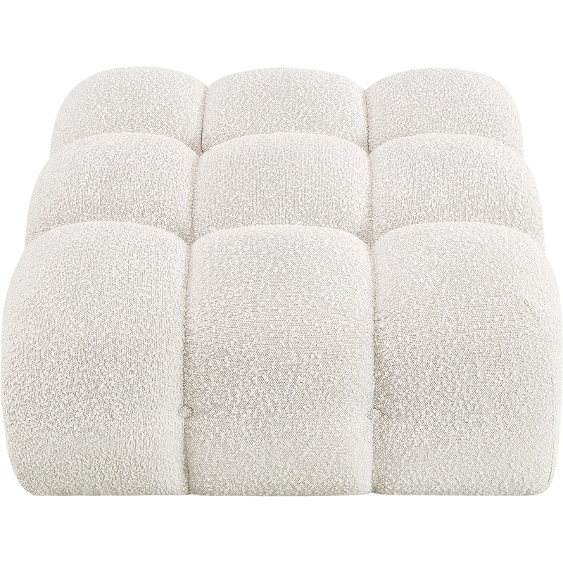 Meridian Ames Cream Boucle Fabric Ottoman IMAGE 4
