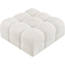 Meridian Ames Cream Boucle Fabric Ottoman IMAGE 5