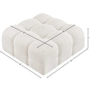 Meridian Ames Cream Boucle Fabric Ottoman IMAGE 7