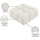 Meridian Ames Cream Boucle Fabric Ottoman IMAGE 8