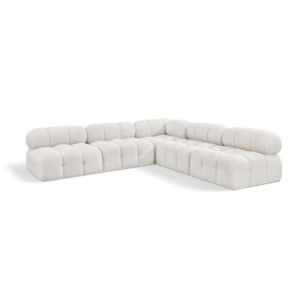 Meridian Ames Cream Boucle Fabric Modular Sectional IMAGE 1