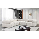 Meridian Ames Cream Boucle Fabric Modular Sectional IMAGE 2