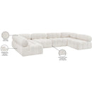 Meridian Ames Cream Boucle Fabric Modular Sectional IMAGE 13
