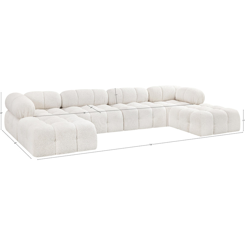 Meridian Ames Cream Boucle Fabric Modular Sectional IMAGE 15