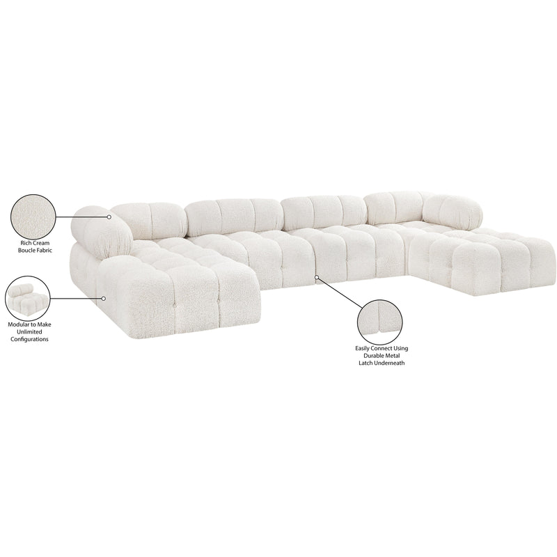Meridian Ames Cream Boucle Fabric Modular Sectional IMAGE 16