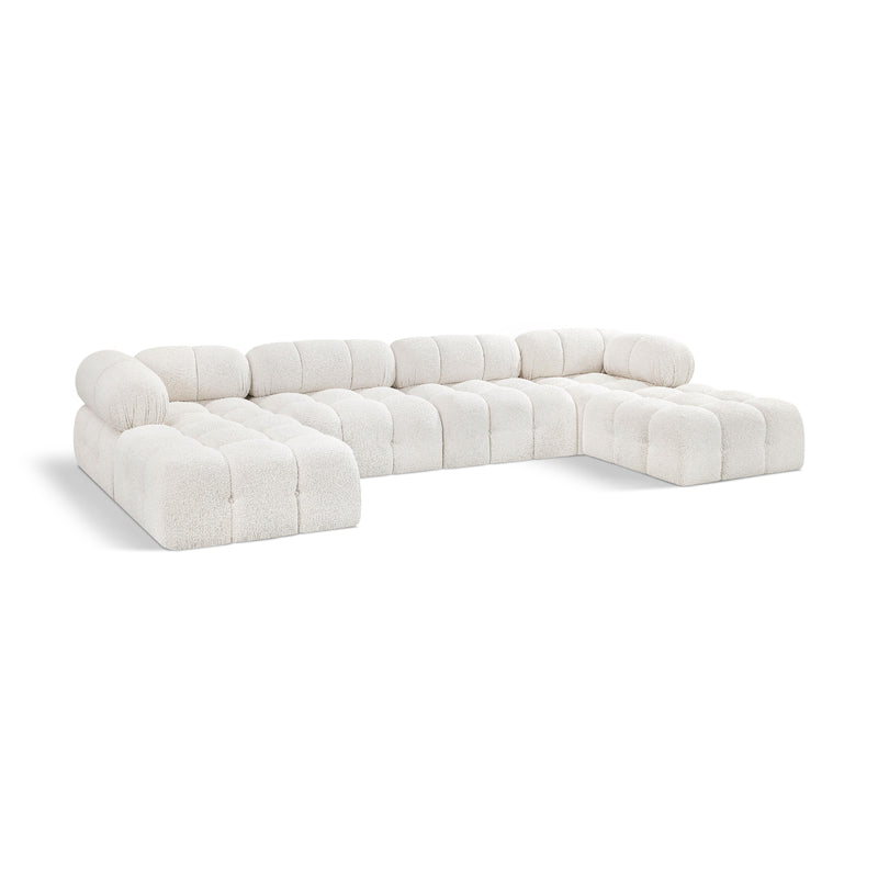Meridian Ames Cream Boucle Fabric Modular Sectional IMAGE 1