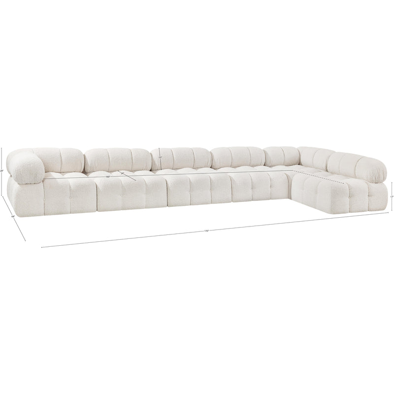 Meridian Ames Cream Boucle Fabric Modular Sectional IMAGE 13