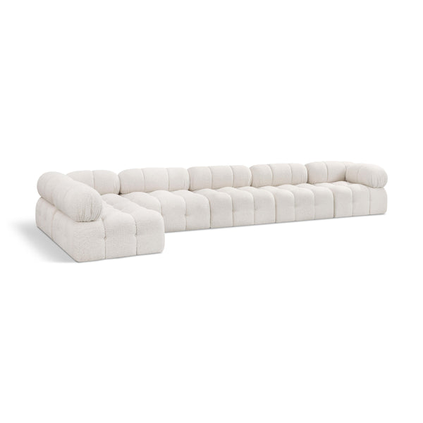 Meridian Ames Cream Boucle Fabric Modular Sectional IMAGE 1