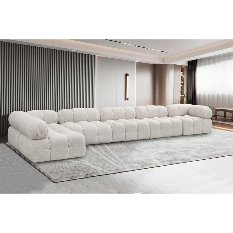 Meridian Ames Cream Boucle Fabric Modular Sectional IMAGE 2
