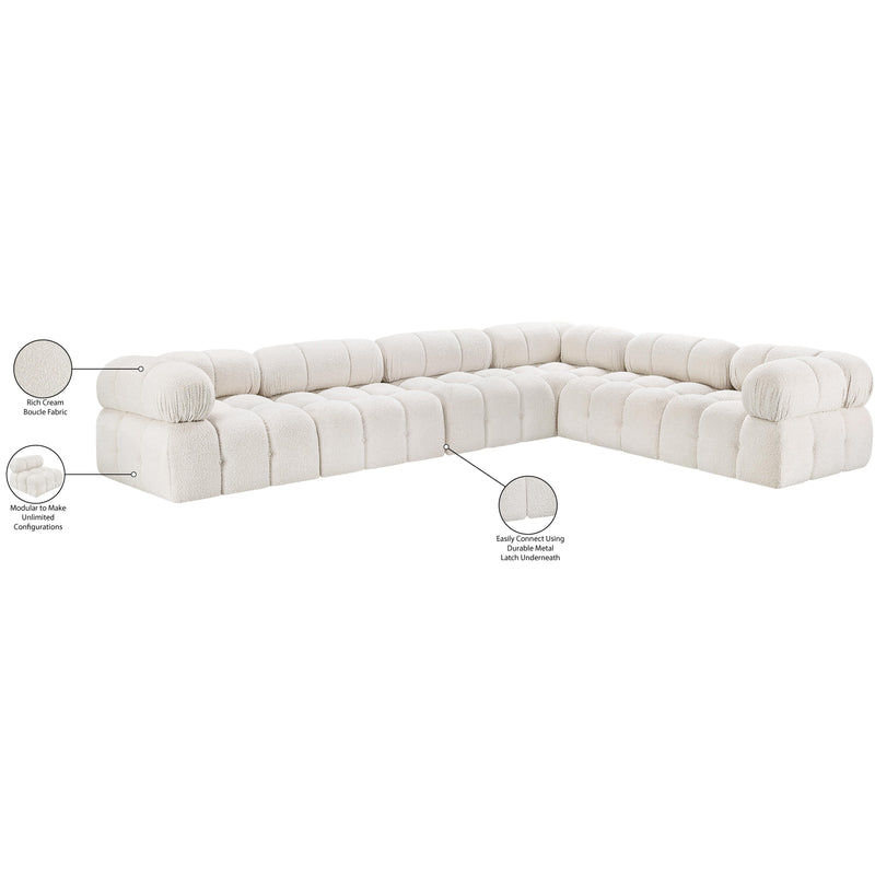 Meridian Ames Cream Boucle Fabric Modular Sectional IMAGE 16