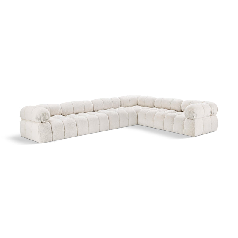 Meridian Ames Cream Boucle Fabric Modular Sectional IMAGE 1