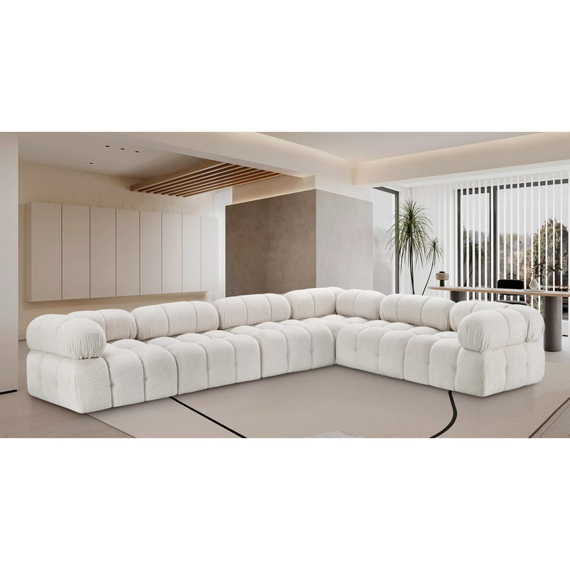 Meridian Ames Cream Boucle Fabric Modular Sectional IMAGE 2