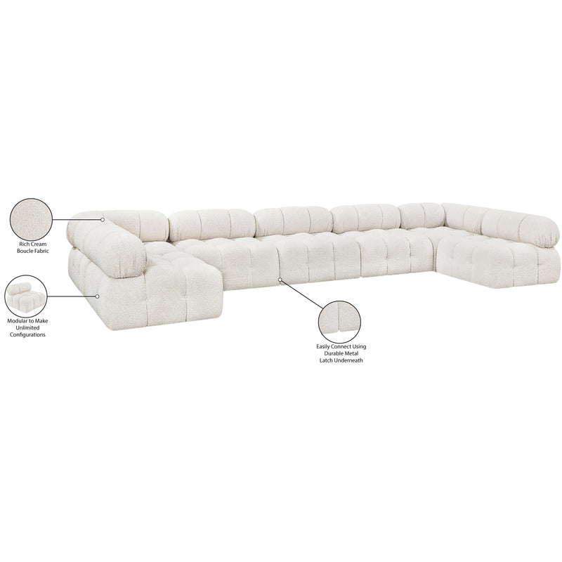 Meridian Ames Cream Boucle Fabric Modular Sectional IMAGE 16