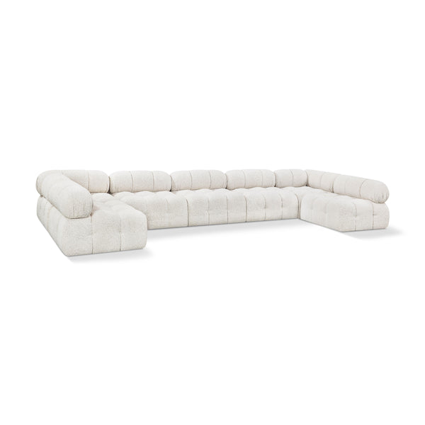 Meridian Ames Cream Boucle Fabric Modular Sectional IMAGE 1