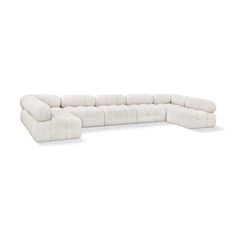 Meridian Ames Cream Boucle Fabric Modular Sectional IMAGE 1