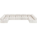 Meridian Ames Cream Boucle Fabric Modular Sectional IMAGE 5