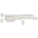 Meridian Ames Cream Boucle Fabric Modular Sectional IMAGE 13