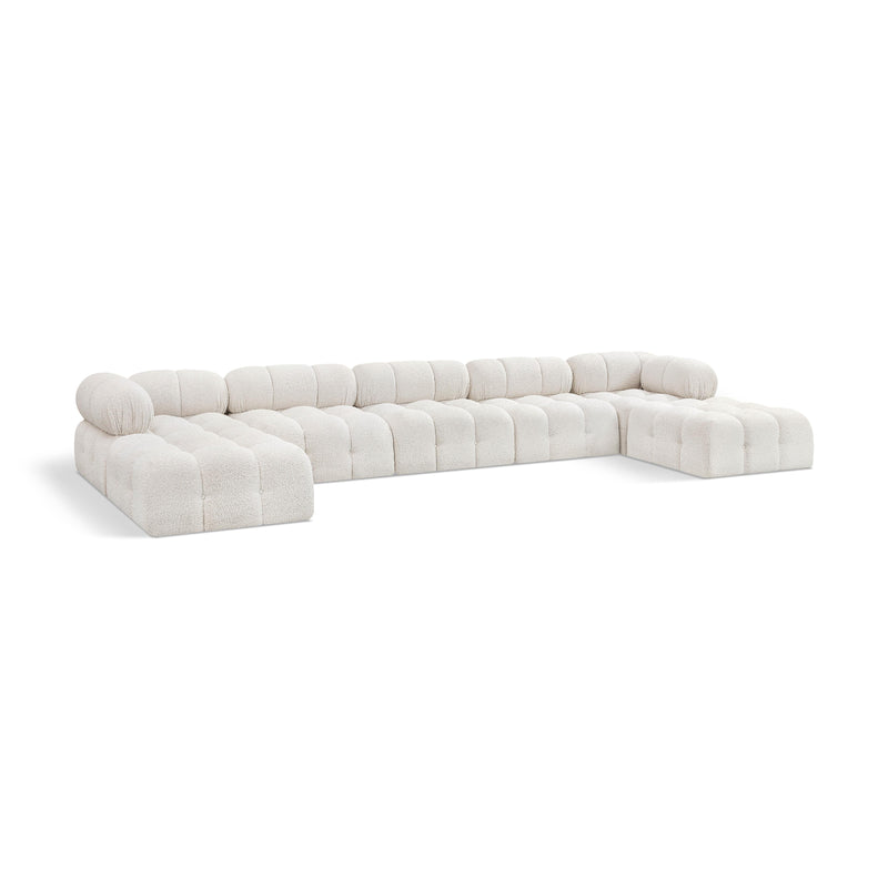 Meridian Ames Cream Boucle Fabric Modular Sectional IMAGE 1