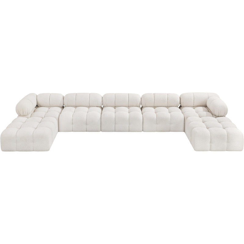 Meridian Ames Cream Boucle Fabric Modular Sectional IMAGE 5